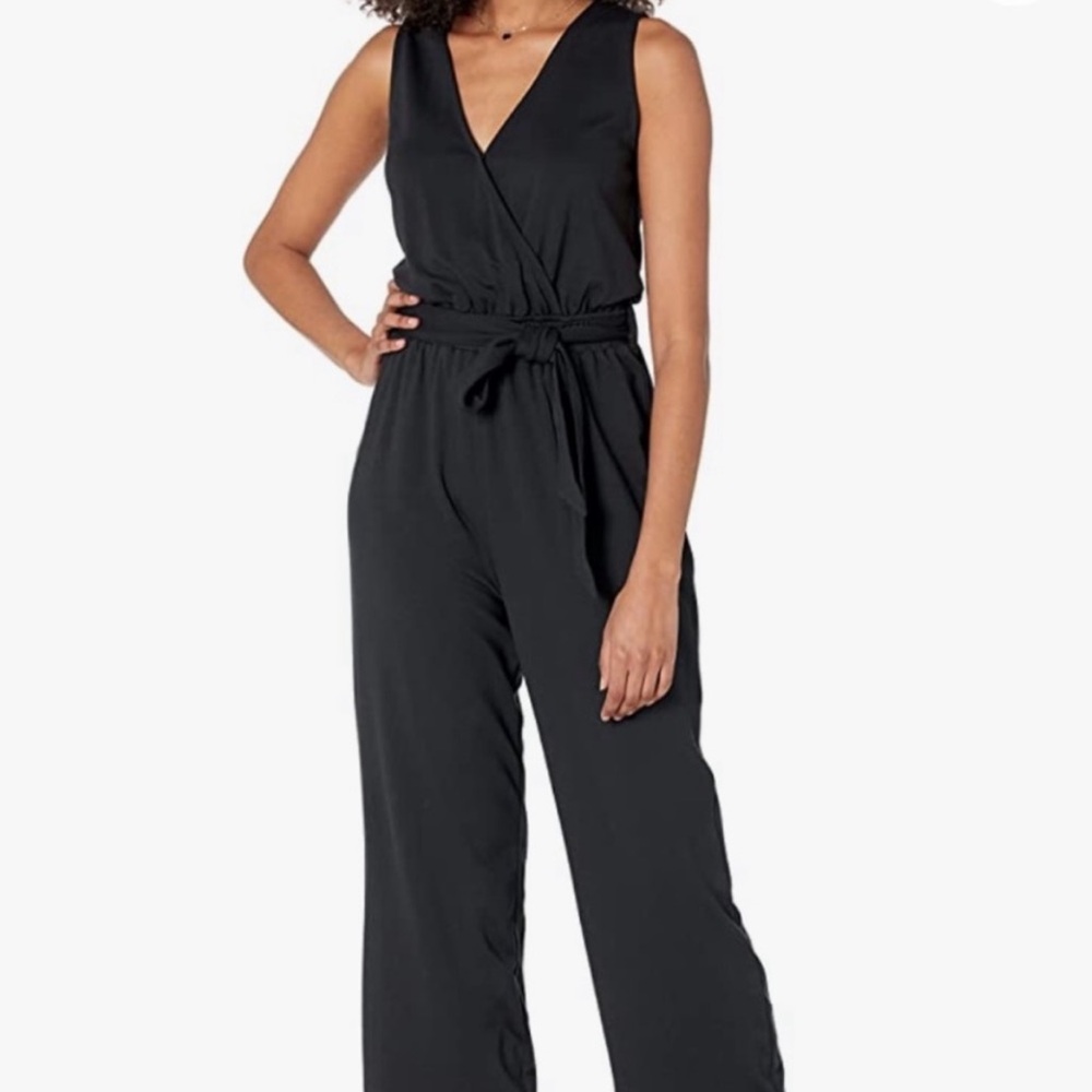 NWT Caralyn Mirand X The Drop Black Caralyn Sleeveless Faux Wrap Jumpsuit